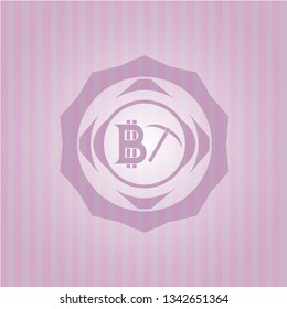 bitcoin mining icon inside retro style pink emblem