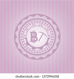 bitcoin mining icon inside retro style pink emblem