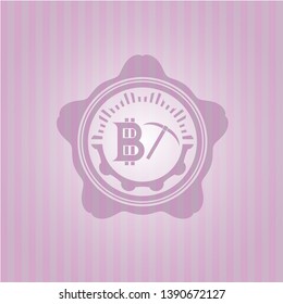 bitcoin mining icon inside retro pink emblem