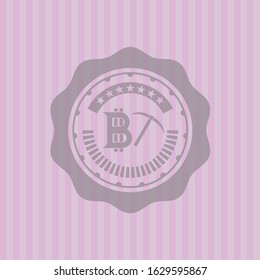 bitcoin mining icon inside retro style pink emblem