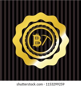 bitcoin mining icon inside shiny badge