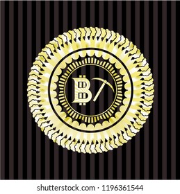 bitcoin mining icon inside shiny badge