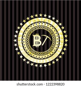 bitcoin mining icon inside shiny badge