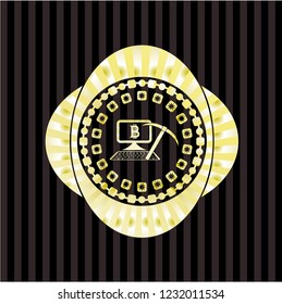 bitcoin mining icon inside shiny badge