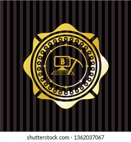 bitcoin mining icon inside shiny badge