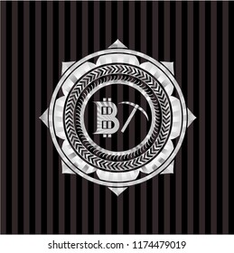 bitcoin mining icon inside silver shiny badge