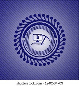 bitcoin mining icon with jean texture