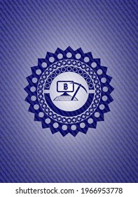 bitcoin mining icon with jean texture. 