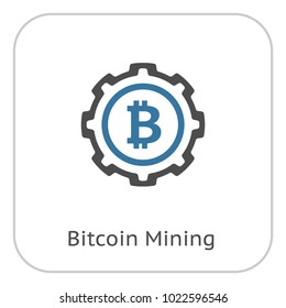 Bitcoin Mining Icon. Modern computer network technology sign. Digital graphic symbol. Cryptocurrency mining. Concept design elements.