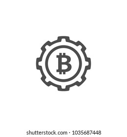 Bitcoin Mining Icon. Modern computer network technology sign. Digital graphic symbol. Cryptocurrency mining. Concept design elements.
