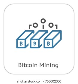Bitcoin Mining Icon. Modern computer network technology sign. Digital graphic symbol. Crypto Currency technology. Concept design elements.