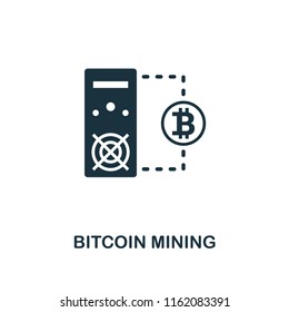 Bitcoin Mining icon. Monochrome style design from crypto currency collection. UI. Pixel perfect simple pictogram bitcoin mining icon. Web design, apps, software, print usage