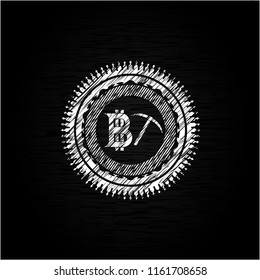 bitcoin mining icon on chalkboard