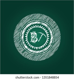 bitcoin mining icon on chalkboard