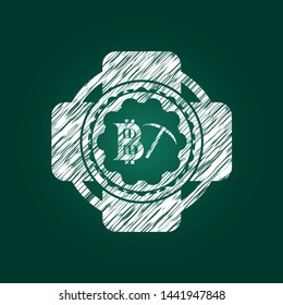 bitcoin mining icon on chalkboard