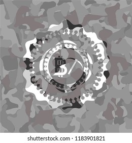 bitcoin mining icon on grey camo texture