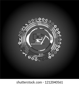 bitcoin mining icon on grey camouflage pattern