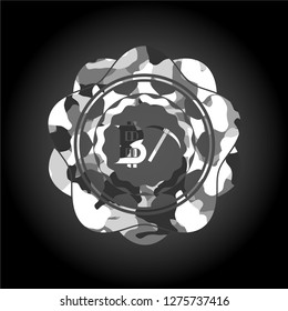 bitcoin mining icon on grey camo pattern