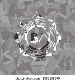 bitcoin mining icon on grey camo pattern