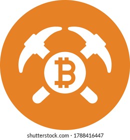 Bitcoin, mining icon / orange vector