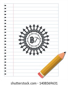 bitcoin mining icon pencil draw. Vector Illustration. Detailed.