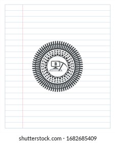 bitcoin mining icon pencil draw. Vector Illustration. Detailed.