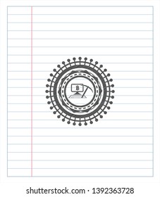 bitcoin mining icon pencil strokes emblem. Vector Illustration. Detailed.