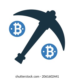 Bitcoin, mining icon. Simple editable vector design isolated on a white background.