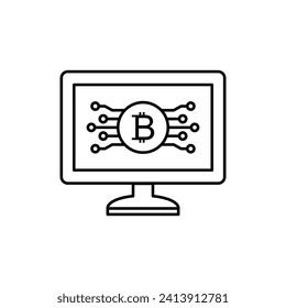 Bitcoin mining icon vector cryptocurrency icon