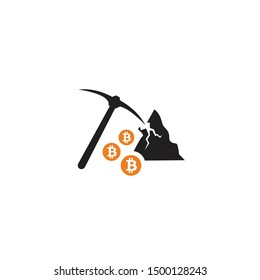 bitcoin mining icon/symbol/Logo Design. Vector Template Illustration.