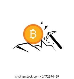 Bitcoin Mining isolated on white background. Bitcoin mining icon for web design, apps, software, print usage etc. vector illustration eps10