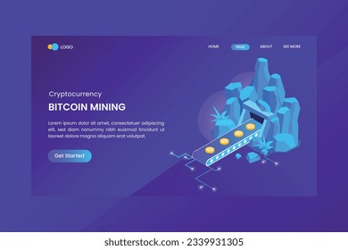 Bitcoin Mining Isometric Concept  Landing