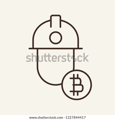 Bitcoin Mining Line Icon Virtual Money Stock Vector Royalty Free - 