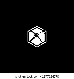 Bitcoin mining modern flat style icon.