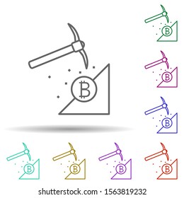 Bitcoin mining multi color icon. Simple thin line, outline vector of bitcoin blockchain icons for ui and ux, website or mobile application