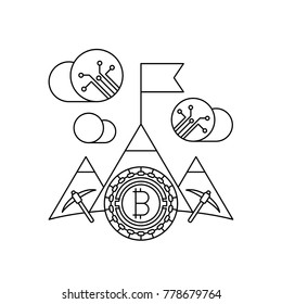 Bitcoin Mining Outline Icon