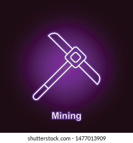 bitcoin mining outline icon in neon style. Element of cryptocurrency illustration icons. Signs and symbols can be used for web, logo, mobile app, UI, UX on black background