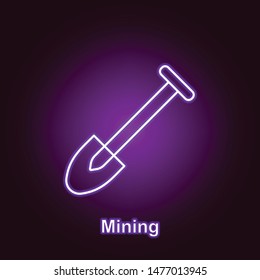 bitcoin mining outline icon in neon style. Element of cryptocurrency illustration icons. Signs and symbols can be used for web, logo, mobile app, UI, UX on black background