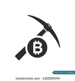 Bitcoin Mining Pickax Icon Vector Template Illustration Design