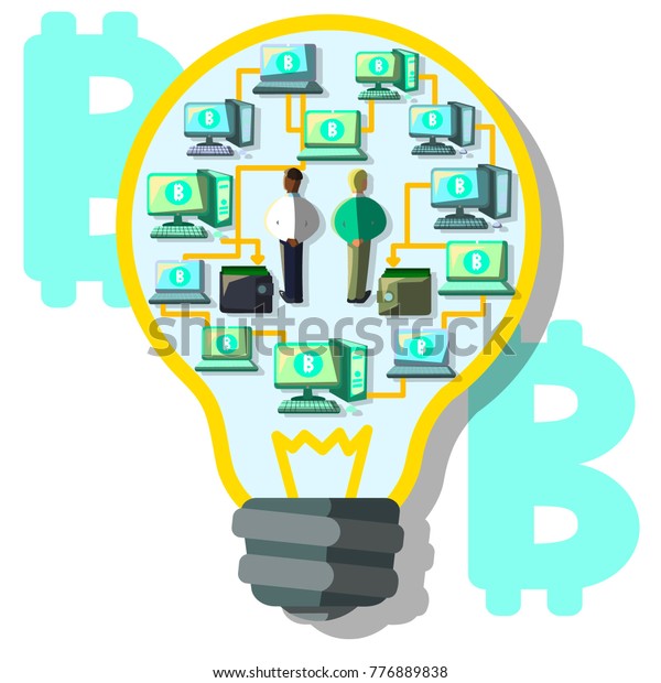 Bitcoin Mining Process Vector Illustration Stock Vector Royalty - 