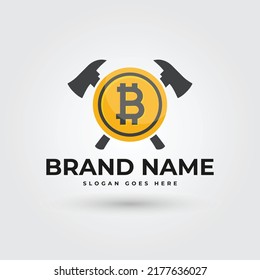 Bitcoin Mining Related Logo - Logo Template Illustration Design