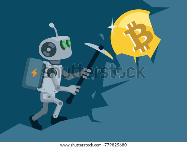 Bitcoin Mining Robot Stock Vector Royalty Free 779825680 - 