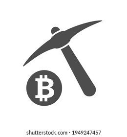 bitcoin mining silhouette vector icon isolated on white. bitcoin mining icon for web, mobile apps, ui design and print