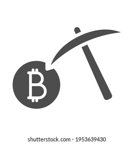 bitcoin mining silhouette vector icon isolated on white. bitcoin cryptocurrency wallet icon for web, mobile apps, ui design and print