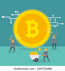 
Bitcoin mining site illustration. Vector EPS10
