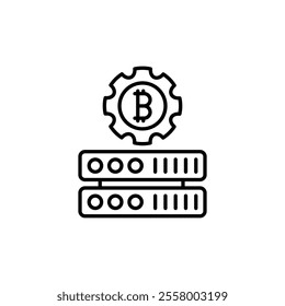 Bitcoin Mining Software Outline Icon, Vector illustration