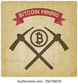 bitcoin mining symbol vintage background. vector illustration - eps 10