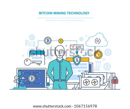 Bitcoin Mining Technology Extraction Receipt Bitcoins Stock Vector - 