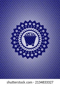 Bitcoin Bergbautrollsymbol mit Denim-Textur. 