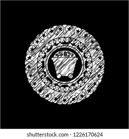 Bitcoin mining trolley icon drawn chalk emblem, retro style, chalk or chalkboard texture
